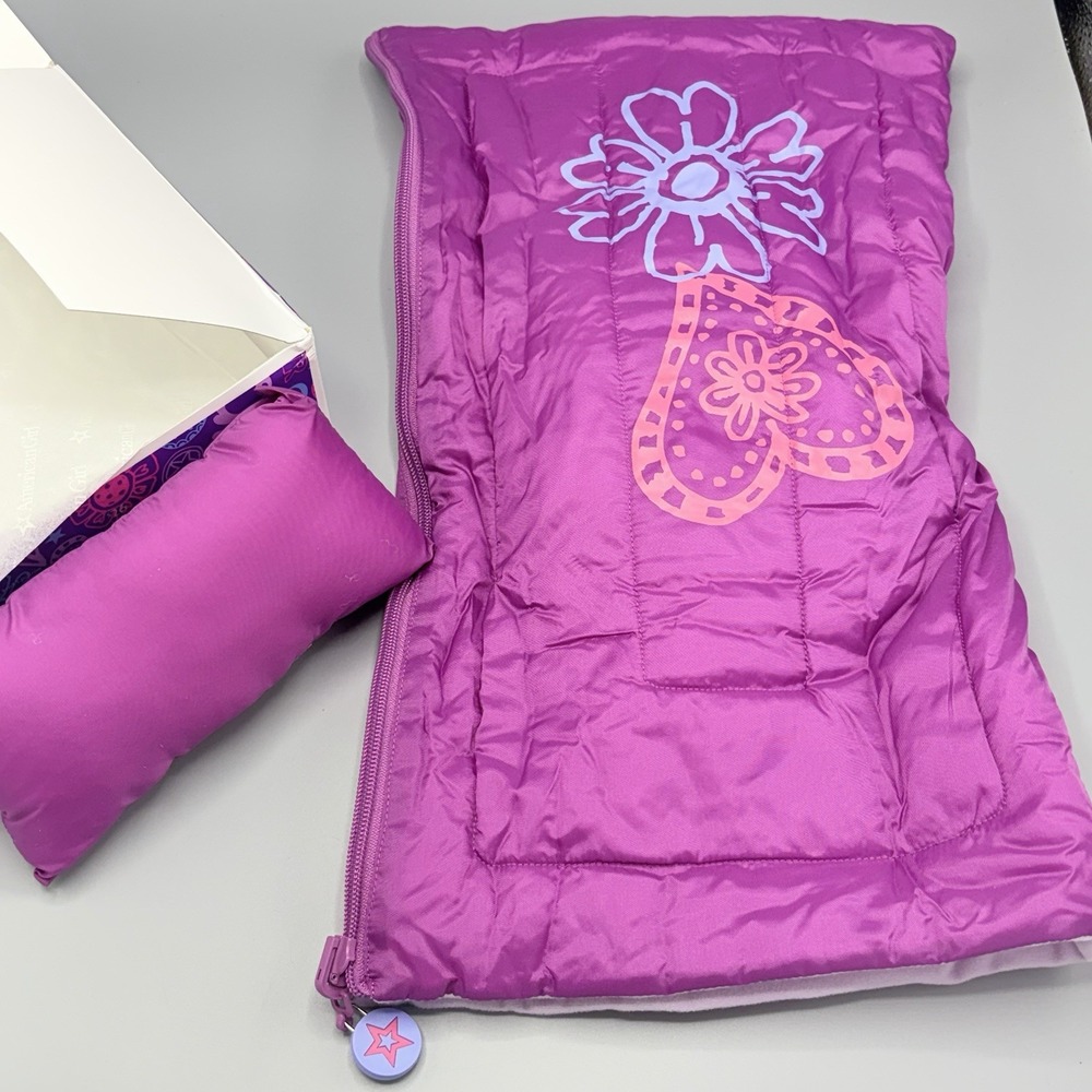 NEW American Girl Purple Sleeping Bag With Built-in Carrying Case Retired 18"
